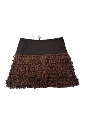 SAVE THE QUEEN BROWN TEXTURED MINI SKIRT